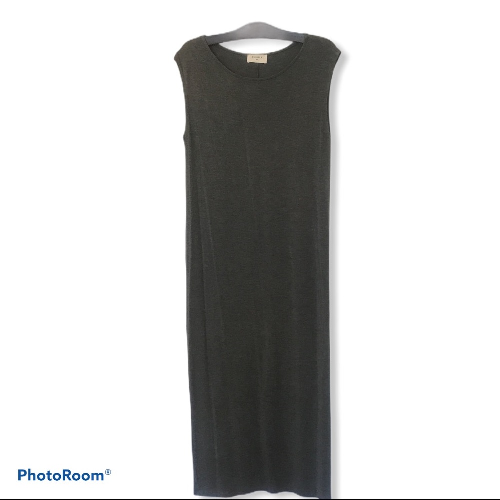 Everly long grey sheath dress